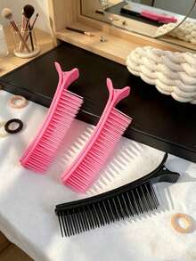 2/1pc Hair Comb Styling Tool - Ergonomic Design For Precise Sectioning, Parting And Hair Cutting - Professional Salon And Home Hair Styling Accessories, Women's Rose Red Hair Clip - Multicolor - View 4