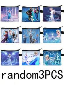 Random1/3/5PCS Frozen Lovely Cartoon Anime Image Coin Purse Party Small Gifts Storage Bank Card Package Handbag Originality Princess Mini Wallet Easy To Carry Storage Package A Birthday Christmas Halloween Present - Multicolor - View 12