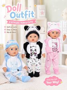 16-18 Inch Children's Doll Clothes Set, Cat & Elephant Animal Element Outfits, Multi-Piece Set To Meet Various Needs, Plush Doll Costume, Reborn Doll Clothing Set, Holiday & Birthday Gift - Multicolor - View 4