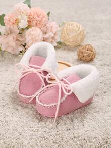 Winter 0-1 Year Old Infant Solid Color Warm Soft Sole Infant Boots - Pink - View 1