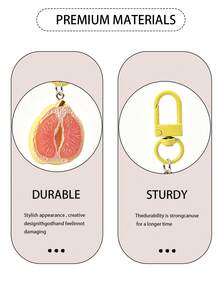 3Dfruit Keychain Cut Pomelo Keychain Fruit Ornament Couple's Keychain Bag Charm Car Key Pendant Key Ring Accessory Small Gifts Women's Keychain. - Multicolor - View 6