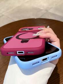 奢華雙色霧面磁吸手機殼，適用於 iPhone 18 Pro Max、17 Pro Max、17 Pro、17、16 Pro Max、16 Pro、16、15 Pro Max、15 Pro、15、14 Pro Max、14 Pro、14、13 Pro Max、13 Pro、13，支援無線充電，防震後蓋 - 櫻桃紅色 - 查看 7