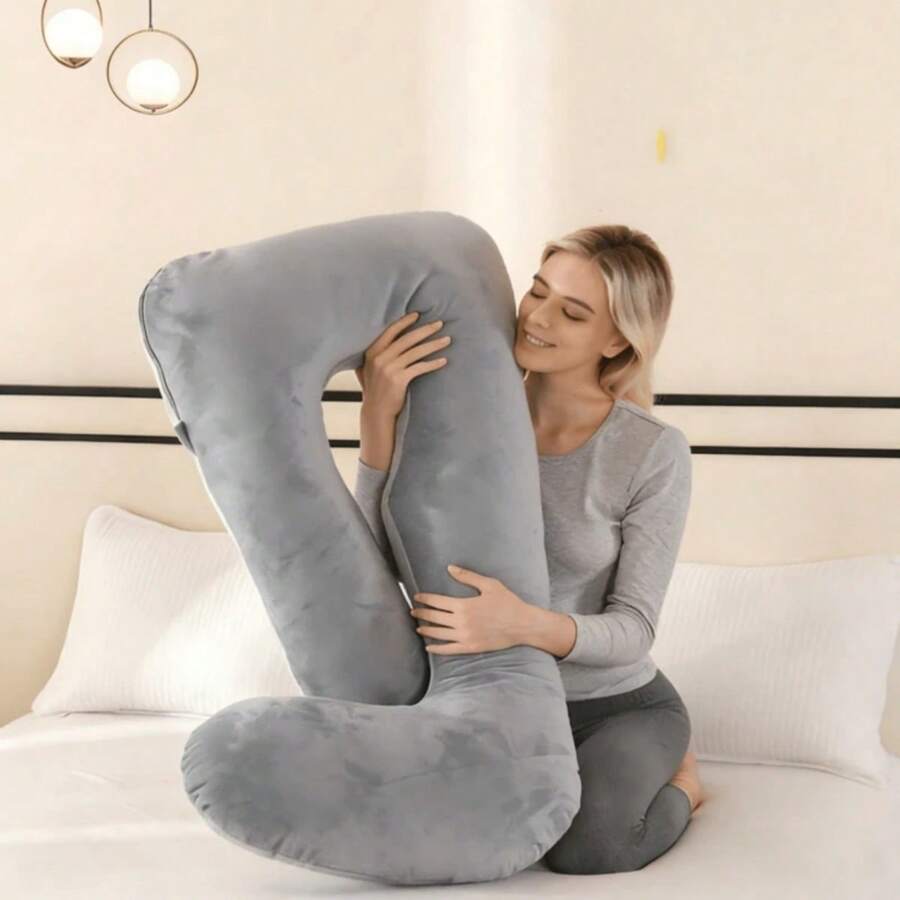J-Shaped Full Body Pillow, Maternity Pillow, Full Body Pillow With Velvet Pillowcase, Full Body Pillow With Back, Leg And Abdominal Support - Throw Pillow - View 1