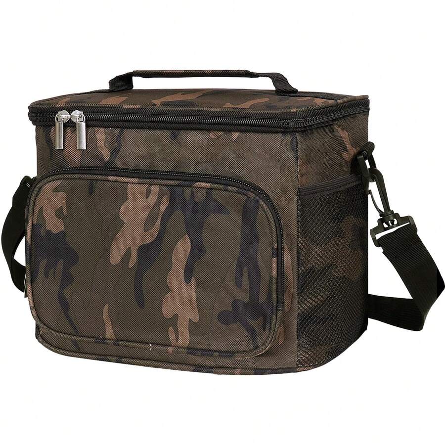NEWHEY 1pc Black Large Capacity Waterproof Insulated Lunch & Beverage Bag With Adjustable Shoulder Strap, Food Bag - Multicolor - View 1