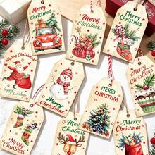 50pcs/Pack Painted Christmas Hanging Tags Kraft Paper Christmas Gift Tags Cards Party Gift Packaging Hanging Tags Cards Baking Candy Cookie Box Decoration Card Paper With Rope - View 6
