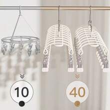 1pc 20-Clip Sock Drying Rack, Multi-Clip Windproof Clothes Hanger Suitable For Socks And Small Garments, Space-Saving Hanging Drying Rack Suitable For Dorm, Balcony, Home Use, Portable Clothes Rack Suitable For Indoor And Outdoor Use - Multicolor - View 7
