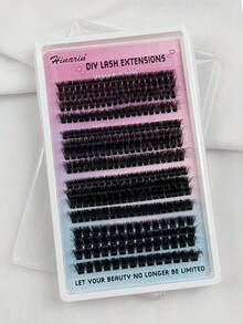 292PCS Fluffy Lash Clusters Kit 60D+80D+100D+120D Clusters Eyelash Extensions 10-16mm DIY Cluster Lashes Wispy With Bond And Seal Lash Glue And Eyelash Extension Tweezers Makeup Essentials Lash Tech Supplies - Black - View 9