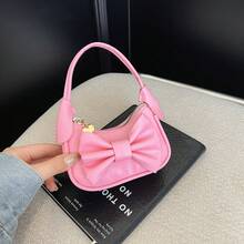 Cute Girl Style Children's Handbag, Sweet Large Bow Decor Underarm Bag, PU Small Bag, Girls' Travel Accessory Bag, Suitable For Daily Use - A - View 10