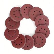 10/100pcs Red Sandpaper, 5 Inch 8-Hole Flocked Sandpaper, Aluminum Oxide Pneumatic Grinding And Polishing Sandpaper. Polishing Tool - 80# - View 12