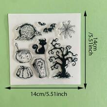 Halloween Spider Web Cat Witch Owl Pumpkin Clear Silicone Stamp,Vintage Gothic Reusable Transparent Seal For Scrapbooking Journal Card Making DIY Craft Decor Stamp - WS-2 - View 29