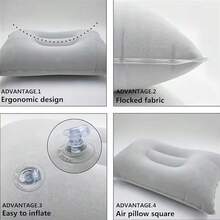 Set Bantal Udara Portabel Besar 3 Buah, Cocok untuk Pesawat, Mobil, Kereta Api, Tidur Siang di Kantor dan Berkemah, (2 Bantal Tiup dan 1 Pompa Udara) Set Istirahat Kompak Ultra Ringan, Cocok untuk Perjalanan dan Aktivitas Luar Ruangan, Warna Pompa Udara Acak - MultiWarna - View 7