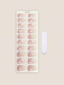 Christmas Semi Cured Gel Nail Strips, 20Pcs Long Lasting Salon Quality Wraps, Easy Apply & Remove Gel Nail Stickers With UV Light - Apricot - View 3