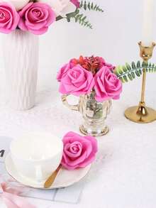 50/30pcs Artificial Rose Flowers, Foam Fake Flowers, Used For Decoration, Suitable For Outdoor Wedding Decoration, Room Decoration, Christmas Home Decor, Birthday Gift, Bouquet Center Decoration, Holiday Gift - Hot Pink - View 3