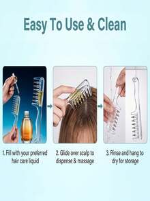 Transparent Visible Liquid Storage And Guide Comb, Ball-Bearing Metal Guiding Teeth For Even Liquid Distribution, Can Replace Manually Applying Hair Care Combs, Essential Oils Soothe The Scalp And Soften Stubble, Home Scalp Care, Portable Hair Comb - Multicolor - View 8