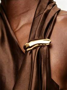 2/1pc Minimalist Metal Brooch Set, Multi-Functional Lapel Pin, Polished Scarf Clip And T-Shirt Clip, Fashionable Belt Buckle, Suitable For Dresses, Coats And Other Clothing Accessories - Multicolor - View 3