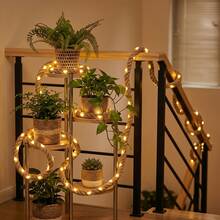 A Modern-Style Decorative String Light Featuring DIY Jute Rope Accents; Suitable For Indoor Decor And Craft Projects, As Well As For Bedrooms, Living Rooms, Gardens, Parties, Weddings, Halloween, And Christmas Celebrations. - Warm Light - View 4