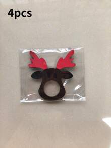 1/4pcs Christmas Reindeer Shaped Wooden Napkin Rings, Brown Tableware Buckles, Christmas Reindeer Design, Suitable For Christmas, Halloween, New Year, Wedding And Various Holiday Party Table Decoration - Rust Brown - View 12