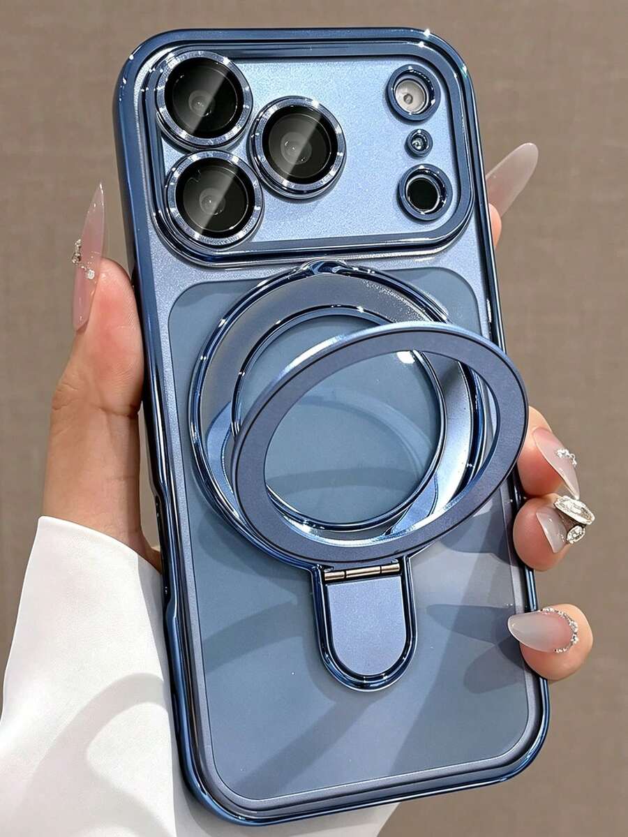 奢华磁吸支架手机壳，防震电镀闪粉透明手机壳，适用于 17 Pro Max、17 Pro、17、16 Pro Max、16 Pro、16、16、15 Pro Max、15 Pro Max、15 Pro、15 Pro Max、14 Pro、13 Pro Max、12 Pro Max、11，时尚摄像头保护透明电镀后盖，春季礼物、派对礼物、生日礼物