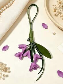 1pc Rustic Aesthetic Style Multi-Color Tulip Bouquet Artificial Leather Flower, With Green Leaf Details, Long Rope Loop Hanging Ornament, Keychain, Bag Charm, All-Season Daily Decor And Holiday Gift - Multicolor - View 18