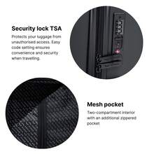 W WINGS Travel Suitcase Set 3 Pcs | Cabin, Medium And Large Hard Shell Luggage With TSA Lock, Telescopic Handle And Wheels - Black - View 6