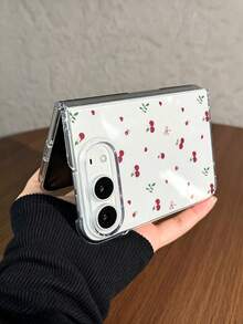 Cherry Print Phone Case, Cute Bow Pattern Transparent PC Hard Case, Slim Scratch-Resistant Protective Cover Compatible With Iphone Duo - Multicolor - View 2