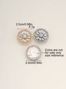 1/2/4pcs 25mm Women's Rhinestone Button Covers, Crystal Button Caps, Detachable Clip-On Button Covers, Crystal Decorative Buttons For Clothing, Lead Color, Suitable For Dresses, Suits, Formal Wear, Shirts - Multicolor - View 8