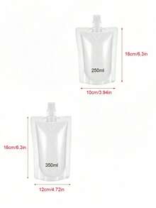 10pcs Refillable Stand-Up Beverage Pouches, Optional 50/100/150ml Leak-Proof Transparent Juice Storage Bags, Suitable For Coffee, Milkshake, Milk, Hot And Cold Drinks, Portable Drink Containers For Outdoor Travel - Clear - View 8