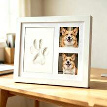 1pc Pet DIY Paw Print Memorial Hand & Foot Impression Frame Desktop Set, Baby Couple Handprint, Dog Cat Paw Print Footprint Clay - one-size - View 10