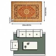 1 Buah Karpet Area Motif Bunga Klasik Oranye Cokelat Krem, Gaya Vintage Timur Tengah, Bahan Imitasi Kasmir, Bentuk Persegi Panjang Simetris, Dapat Dicuci dengan Mesin, Cocok untuk Ruang Tamu, Kamar Tidur, Dekorasi Rumah Sehari-hari, Dekorasi Rumah Estetis - MultiWarna - View 15