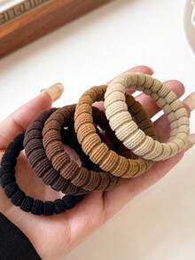 10pcs Multi-Color Thick Elastic Hair Ties, Versatile Hair Accessories, Random Colors, Suitable For Gym, Party And Vacation, Can Be Used For Ponytails - Multicolor - View 1