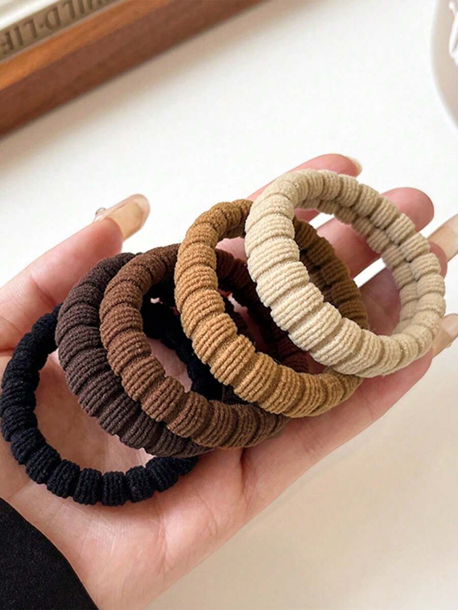 10pcs Multi-Color Thick Elastic Hair Ties, Versatile Hair Accessories, Random Colors, Suitable For Gym, Party And Vacation, Can Be Used For Ponytails - Multicolor - View 1