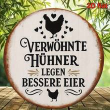 2D Flat, 1pc Vintage French Farmhouse Sign - 8 Inch Round German-French Bilingual Metal Hanging Plaque With Rooster And Hen Silhouette, Suitable For Cafe, Garden Or Countryside (Outdoor Use), Perfect Accent For Room Decor (Random Style) - A - View 3