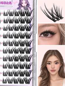 100PCS Soft Lightweight Lash Clusters, Natural Curled Cat Eye Individual False Eyelashes, DIY Cluster Lash Extensions For Beginners, Eye-Enhancing Natural Lashes For Everyday Makeup - View 8