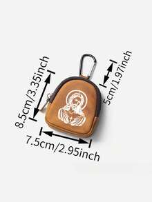 Mini Zipper Wallet With Jesus Design (With Snap Closure), Portable PU Leather Headphone Pouch, Small Key And Card Holder, Original Coin Purse, Zipper Earphone Storage Bag, Key Holder And Keychain Accessories - Multicolor - View 9