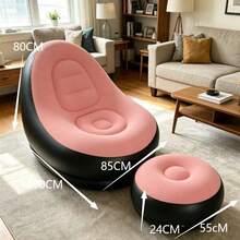 2pcs/Set Comfortable Flocked Inflatable Bean Bag Slouchy Sofa, Portable Inflatable Lounge Chair With Leg Rest, Suitable For Indoor And Outdoor Use, Bedroom, Living Room, Camping, Christmas, Spring Festival, Family Gatherings And Parties - Multicolor - View 11