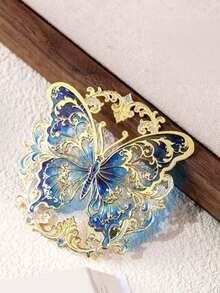 1pc Metal Translucent Butterfly Bookmark, Exquisite Hollow Colorful Creative Gift, Reading Page Clip Bookmark, Creative Souvenir, Gift For Best Friend - Multicolor - View 7