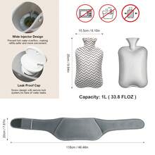 SoffinaLife Hot Water Bottle And Storage Bag Set, Minimalist Gray Hand Warmer And Storage Box Set, Suitable For Winter, Gift For Mom, Dad, Men, Friends, Teachers, Detachable And Washable Plush Hot Water Bottle, Suitable For Indoor And Outdoor Home Office Camping Commuting, Winter Essential Accessory - Multicolor - View 5