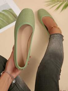 Sepatu Slip-On Kasual Warna Polos Ukuran Besar untuk Wanita, Cocok untuk Aktivitas Luar Ruangan Musim Panas - hijau rumput - View 2