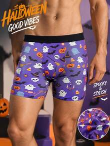 1 chiếc quần boxer nam màu tím, họa tiết ma Halloween dễ thương, vải mềm cao cấp, quà tặng trang phục hẹn hò đêm lễ ngọt ngào lãng mạn cho bạn trai - Nhiều màu - Xem 1