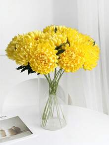 1/3pcs Artificial Chrysanthemums, 50cm Faux Flowers Suitable For Wall, Living Room, Bedroom, Wedding, Party Decoration, Tabletop Filler, Home, Tabletop Decor, Kitchen, Wedding, Tabletop, Centerpiece, Office, Garden, Outdoor, House, Yard Decoration - Yellow - View 5