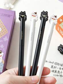 2/1 buah Pulpen Netral Berputar Gaya Cina Motif Kucing Keberuntungan, Desain Kucing Lucu, Tinta Hitam Cepat Kering 0,5mm, Makna Keberuntungan untuk Siswa, Pulpen untuk Latihan Ujian, Pulpen Cepat Kering untuk Siswa, Hadiah Kecil untuk Kelas - MultiWarna - View 1