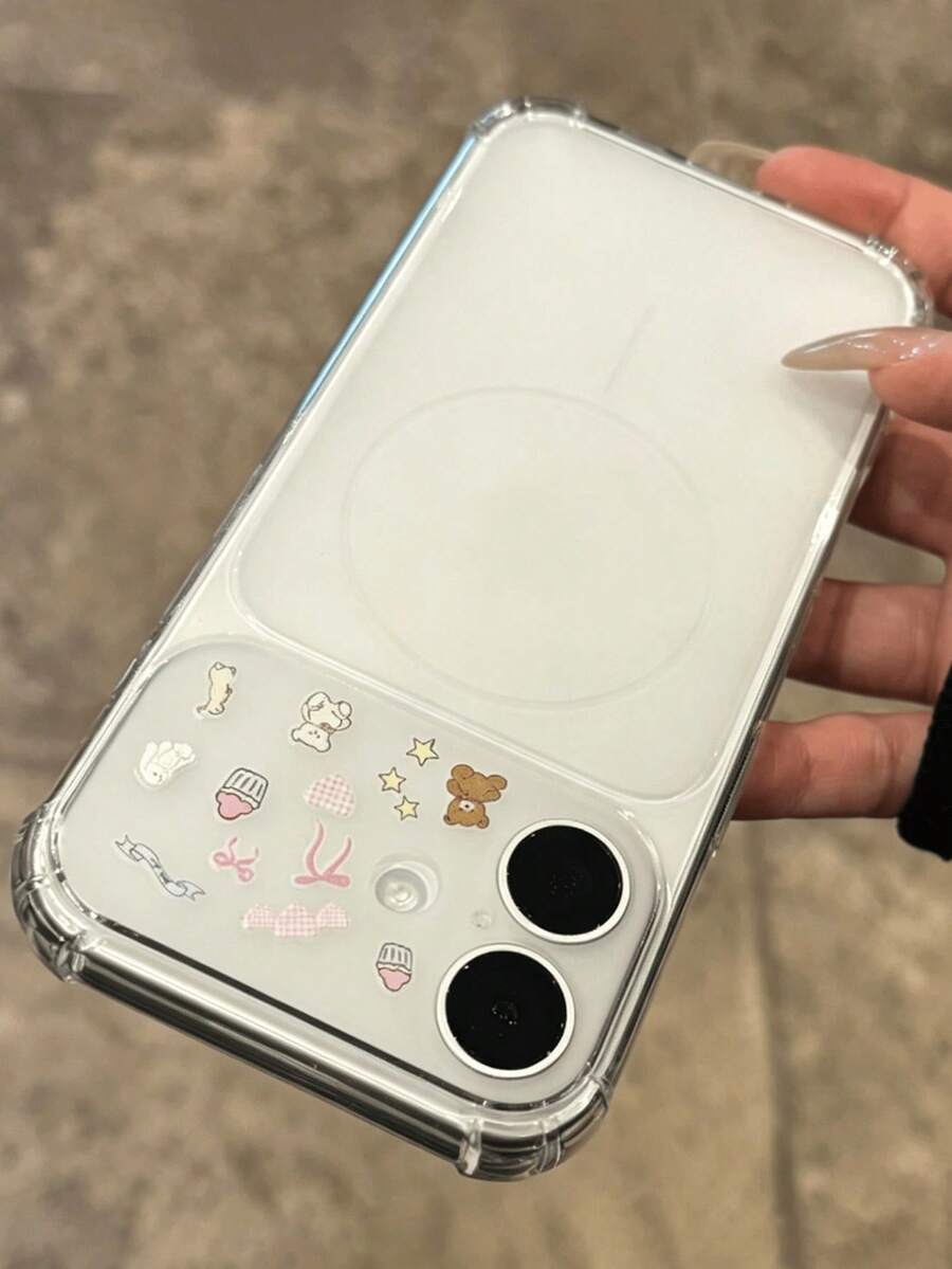 DIY貼紙手機殼 可愛熊、雪人、樹插圖貼紙 透明手機殼 相容 iPhone 18 Pro Max 18 Pro 17 Pro Max 17 Pro 17 16 Pro Max 16 Pro 16 15 Pro Max 15 Pro 15 14 Pro Max 14 Pro 13 Pro Max 12 Pro 12 11 女生創意貓耳透明防震保護殼