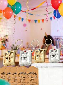 3pcs/Set Keychain Party Favor Set, Mini Bible Keychain With Thank You Tag And Organza Bag, Religious Cross Keychain Suitable For Wedding, Baptism, Communion, Birthday, Graduation Party Return Gift Souvenir - A - View 2