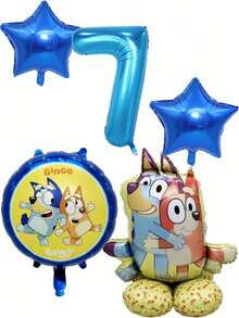 MASSDI Set Balon Foil Bertema Kartun Bluey, Bentuk Karakter Bulat, Bintang, dan Angka, Berbagai Ukuran 30/25,5/18 Inci (76,2/65/45,7 cm), Tepi Halus, Mudah Ditiup & Dipajang, Ideal untuk Dekorasi Tempat Perayaan Ulang Tahun, Hadiah Kreatif, Souvenir Pesta - Berbagai gaya - View 10