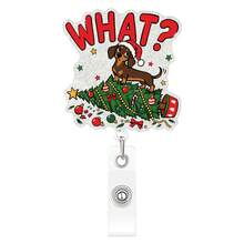 1pc Fun Christmas Acrylic Retractable Badge Reel, Office Workplace ID Holder Christmas Atmosphere Decoration - Multicolor - View 15