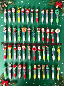 Christmas Colorful Ballpoint Pens, Christmas Mini Retractable Pens, Suitable For School And Office, Perfect For Campus Gift Exchange And Christmas Gifts. (Random Color And Style) - A - View 7