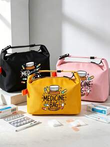 Large Capacity Medical Themed Handbag, Medicine Bag Pattern, Compact Pill Organizer And First Aid Kit, Daily Portable Medication Storage Solution, Multi-Functional Portable Travel Organizer Bag For Storing Medicine, Toiletries, Cosmetics, Data Cables; Combines Medical Bag And Handbag Functions, Suitable For Business, Vacation, Camping, Dorm, Daily And Home Use, Nurse's Day Gift, Christmas Gift. - Multicolor - View 7