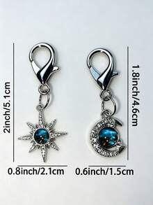 2 Móc treo túi hình mặt trăng sao thiên thể, móc khóa đá galaxy đính đá rhinestone, mặt treo móc khóa tôm màu bạc, phụ kiện vũ trụ dễ thương cho ba lô túi xách chìa khóa làm quà tặng - Nhiều màu - Xem 10