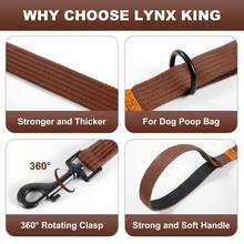 Lynxking 1件狗牽繩，耐用織帶款，附舒適手柄與D型環，適合小型、中型與大型犬 - 棕色 - 查看 5