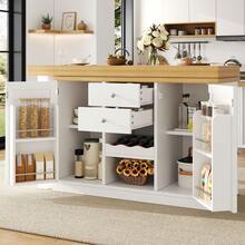 Flieks Extendable Sideboard & Dining Table Combo, 2 Drawers & Snack Rack, Space-Saving Sideboard For Small Flats - White - View 3